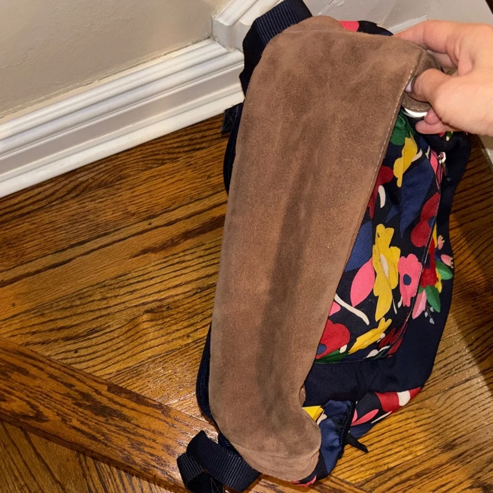 Hanna Andersson Navy Floral Backpack with Pink Yellow Red Green Accents